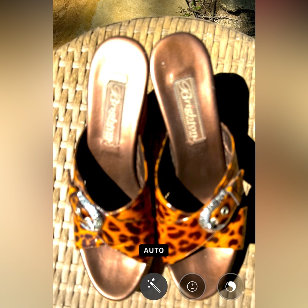 Brighton, Leopard, Open Toe, Wedge, Shoes, Size 6.5